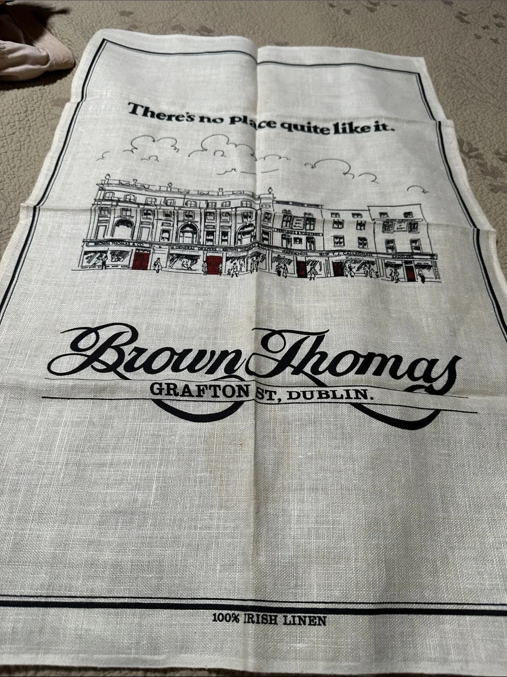 Grafton St. Dublin White Linen Tea Towel